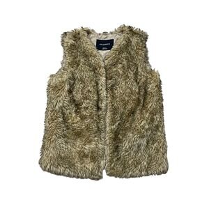 Glamsia Faux Fur Vest Open Front‎ Brown Statement Piece Women's Small